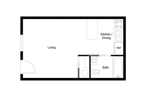 Studio with One Bathroom Floor Plan A0  400 SF